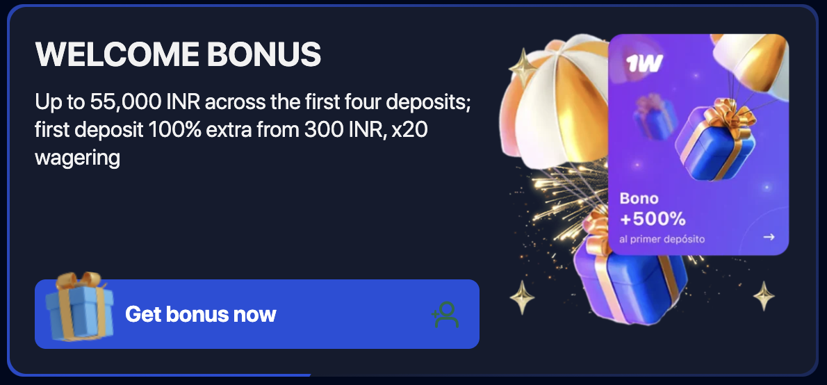 1Win promotional betting graphic